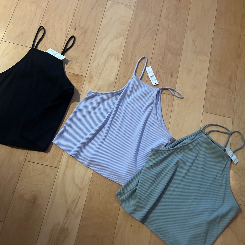 3 NWT JCrew Stylish Tank Tops - Black, Lavender, and Olive